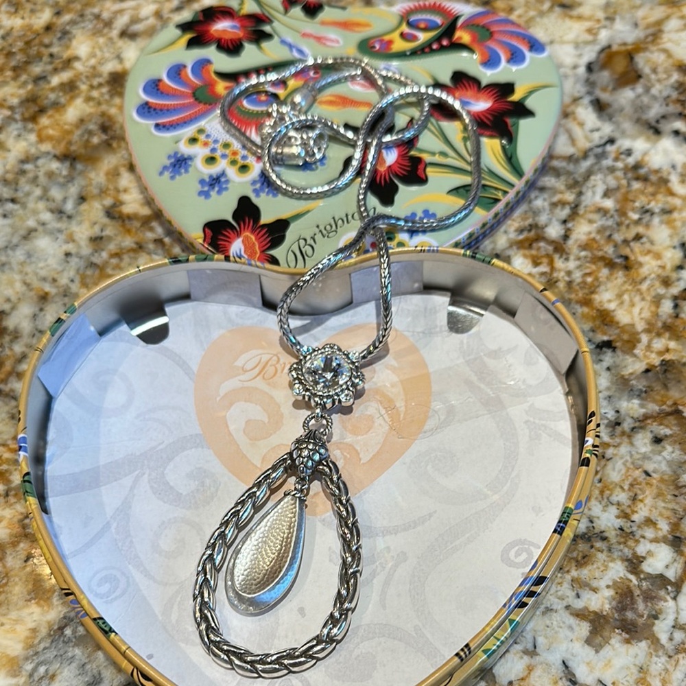 Brighton Silver Teardrop Necklace with Crystal Embellishments